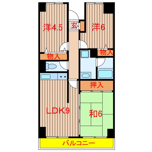 CASSIA習志野(3LDK/2階)の間取り写真