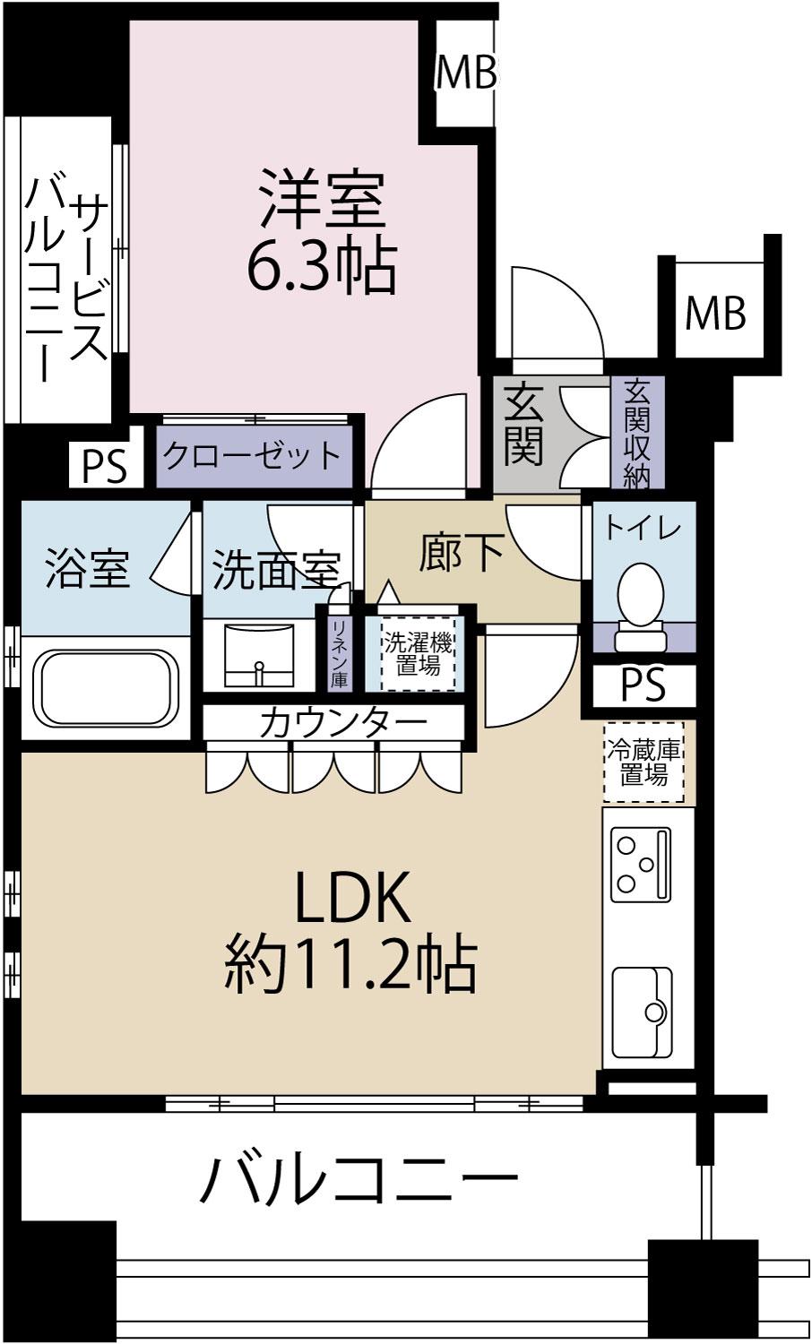 アトラス音羽(1LDK/5階)の間取り写真