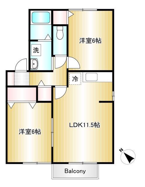 アスティオス(2LDK/2階)の間取り写真
