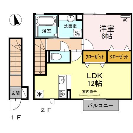 メゾン エスポワール(1LDK/2階)の間取り写真