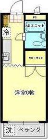 リバーサイド・田園(1K/2階)の間取り写真