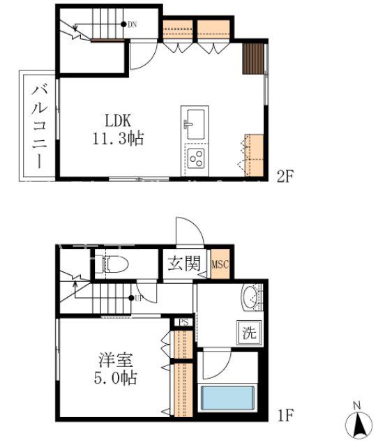 グランテージ 西棟(1LDK/1階)の間取り写真