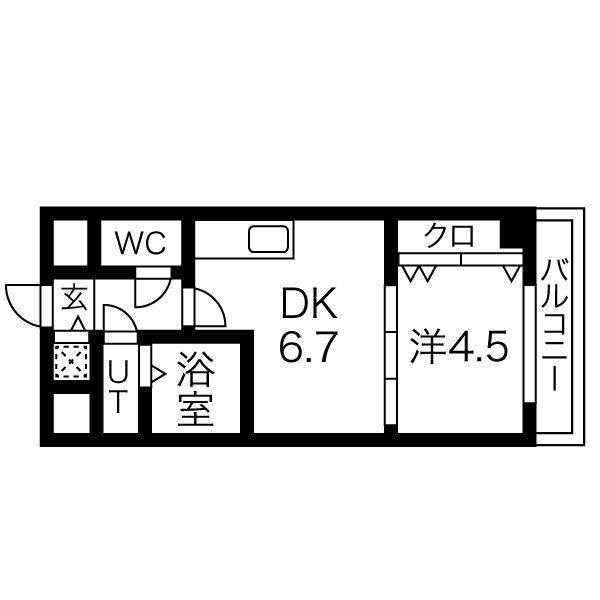 ONE ROOF FLAT FUKUSHIMAワンルーフフラットフク(1DK/6階)の間取り写真