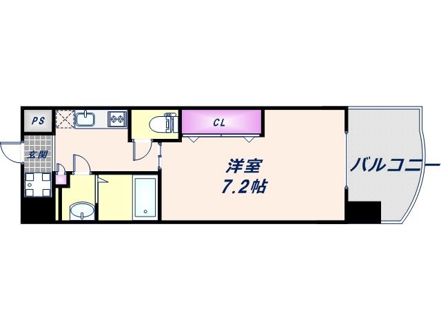 ラグゼ弁天町(1K/8階)の間取り写真