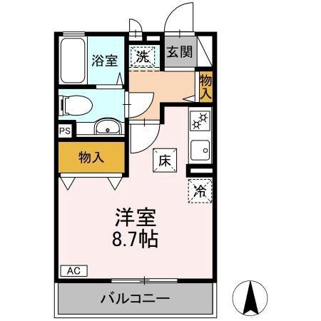 クレスト(ワンルーム/1階)の間取り写真