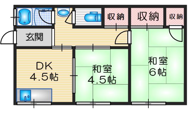 村上文化(2DK/1階)の間取り写真