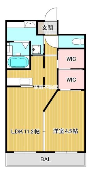 GRAND AI KURUME(1LDK/4階)の間取り写真