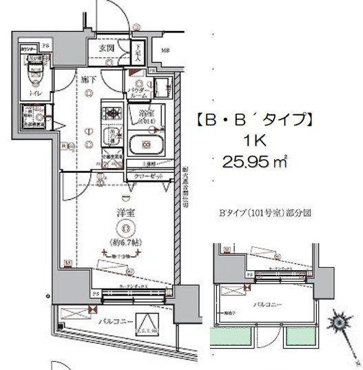 RELUXIA東向島II(1K/6階)の間取り写真