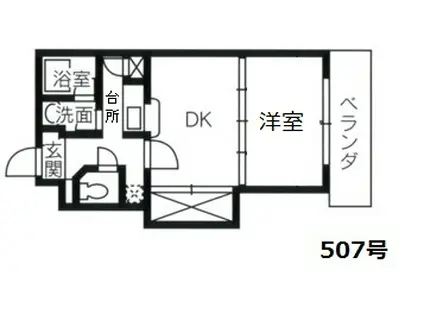 キャピタルローズ Fタイプ(1DK/5階)の間取り写真