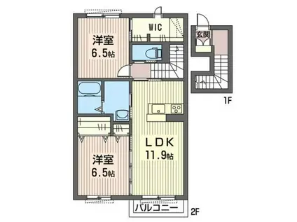 エスタシア(2LDK/2階)の間取り写真