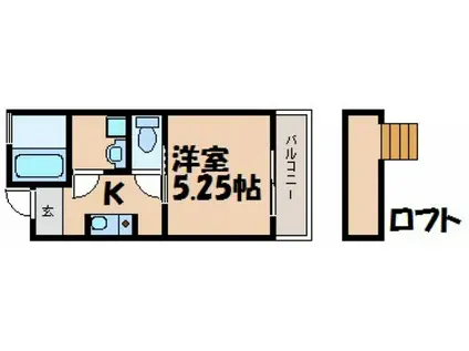 タウンハウス鶴江(1K/2階)の間取り写真