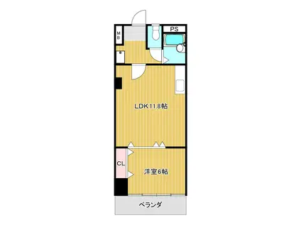 第2コスモパレス富士見(1LDK/1階)の間取り写真