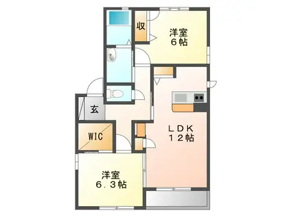 サンハイツS(2LDK/2階)の間取り写真