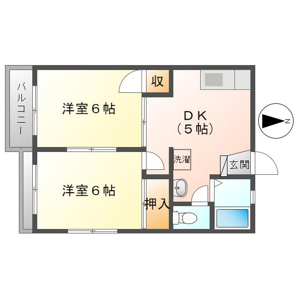 ハイツ吉田(2K/1階)の間取り写真