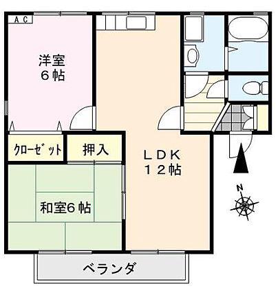 アーバンライフ津福(2LDK/1階)の間取り写真