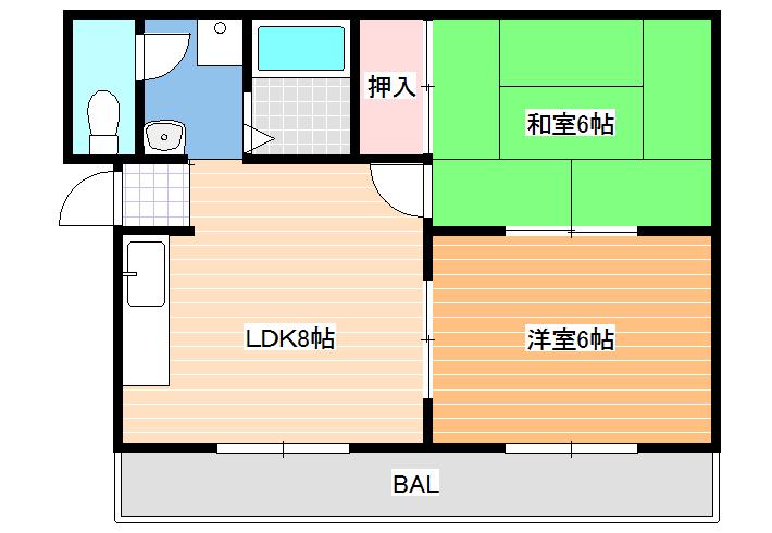 フェアモント(2LDK/3階)の間取り写真