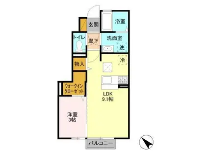 コスタ舟入(1LDK/1階)の間取り写真