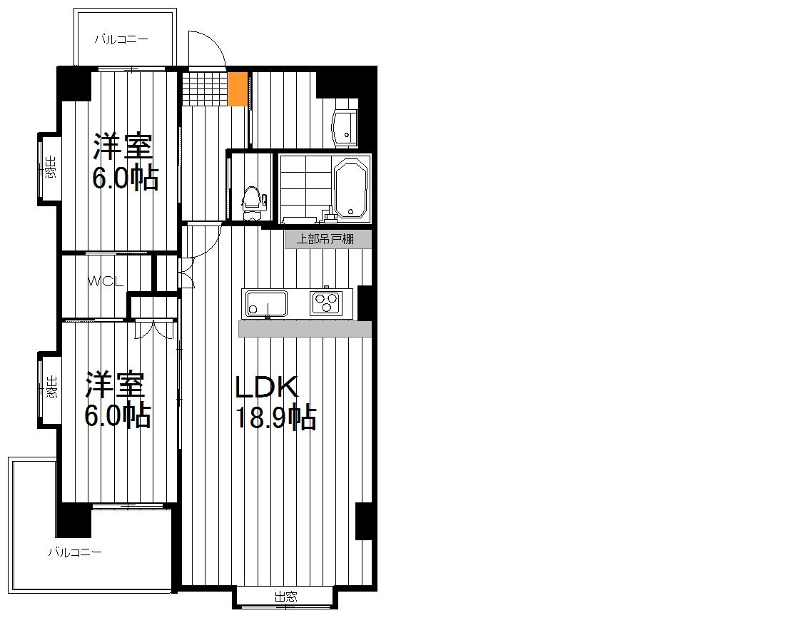 グラン ソウジュ(2LDK/2階)の間取り写真