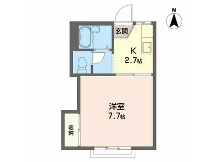 カーム・クウォーターB(1K/2階)の間取り写真