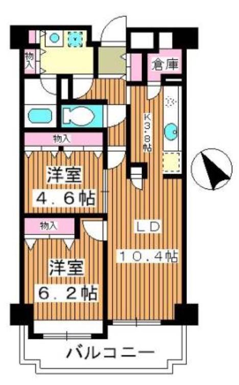 スポルク浮間(2LDK/6階)の間取り写真