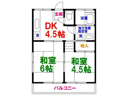 昭和の森コーポ(2DK/1階)の間取り写真