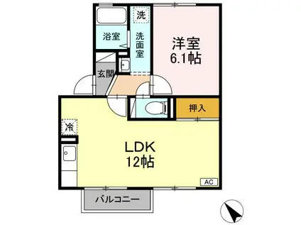 クレールコート A(1LDK/2階)の間取り写真