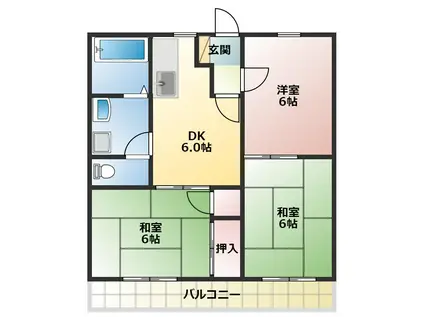 エバーグリーン中山A(3DK/1階)の間取り写真
