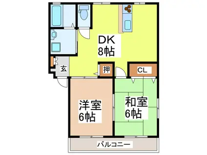 井上ハイツIII(2DK/3階)の間取り写真
