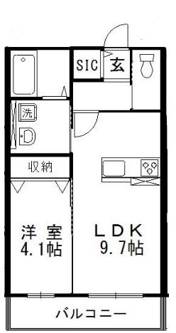 ベラルーチェI(1LDK/1階)の間取り写真