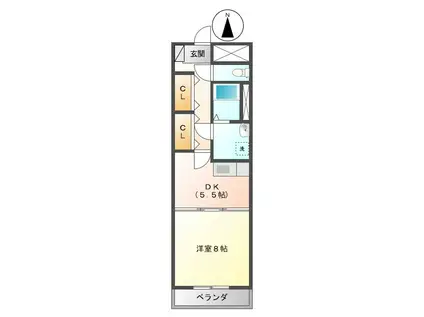 ミカーサ安島(1DK/2階)の間取り写真