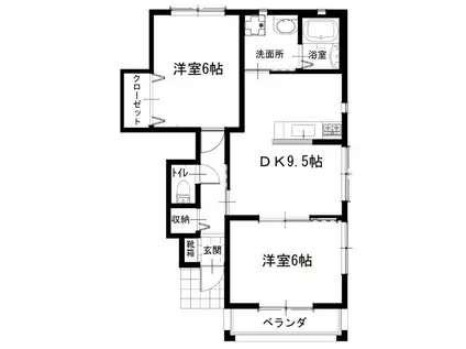 ルネス吉岡45号地(2DK/1階)の間取り写真