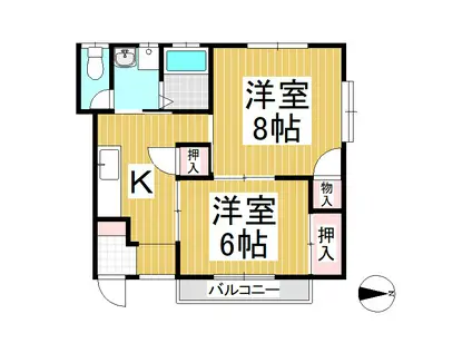 ケーズハウス(2K/1階)の間取り写真