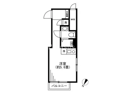 三敬中洲マンション(ワンルーム/5階)の間取り写真