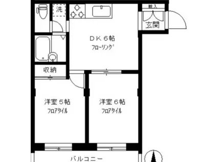 メンゼイル柿の木坂(2DK/2階)の間取り写真