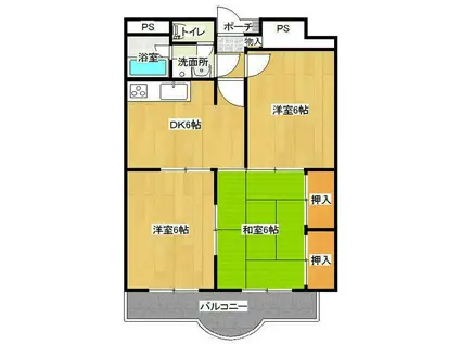 リヴェールマンション熊谷(3DK/4階)の間取り写真