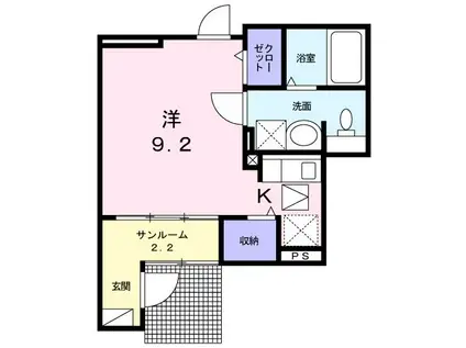 プリムローズ・ヒル(ワンルーム/1階)の間取り写真