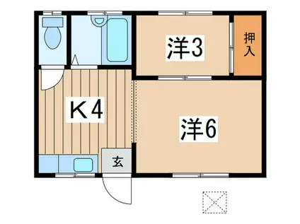 三ツ沢ハイツ(2K/1階)の間取り写真
