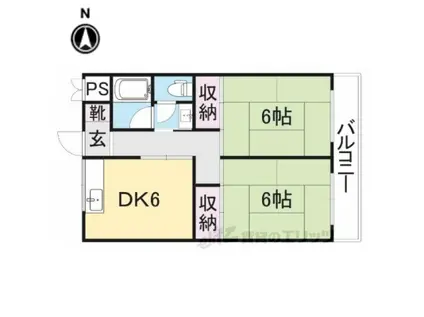 下村コーポ3(2DK/2階)の間取り写真