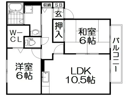 セジュール嘉平(2LDK/1階)の間取り写真