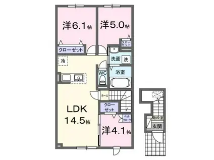 ボヌール 松風II(3LDK/2階)の間取り写真