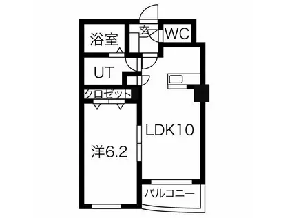 プレイス桑園(1LDK/1階)の間取り写真