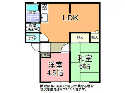 サンビュー浜田 A棟(2LDK/1階)の間取り写真