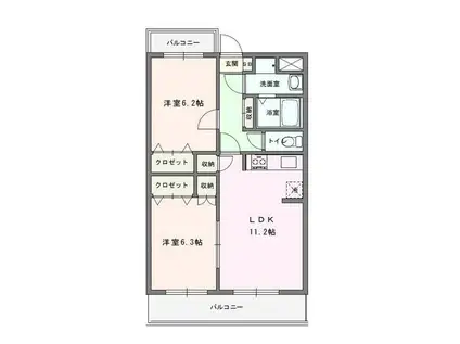 トヨカワマンション(2LDK/4階)の間取り写真