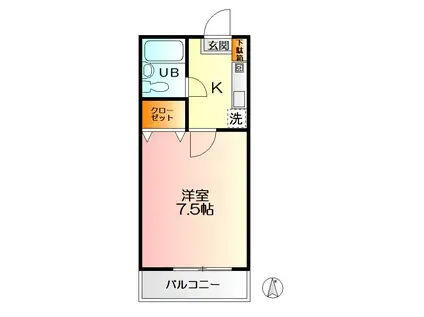 エスポワール壱番館(1K/2階)の間取り写真