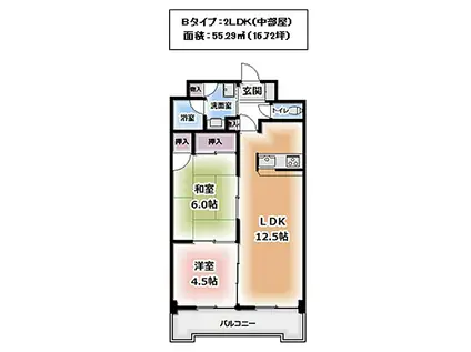 パークサイドマロニエ(2LDK/1階)の間取り写真