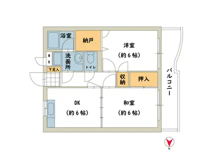 リーベさつま(2SDK/3階)の間取り写真