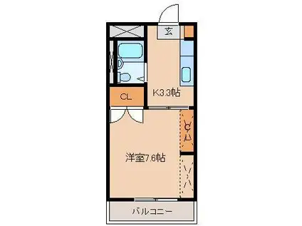 第一コーポグリーン(1K/4階)の間取り写真