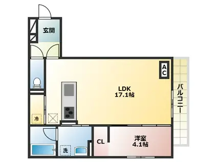 SOLANA(1LDK/1階)の間取り写真