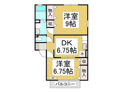 グリーンコートアザレア館(2DK/2階)の間取り写真