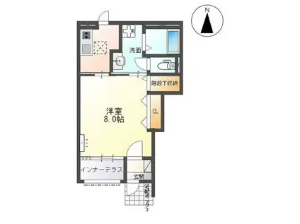 LIEN・K(1K/1階)の間取り写真